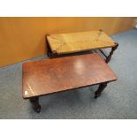 An oak framed footstool with woven top,