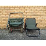 A Daiwa fishing fold-out chair and a carp portable pull-along cart / trolley (2)