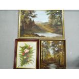 Two oils on board depicting woodland scenes,