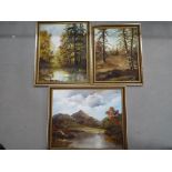 Jean Rennie - three framed oils on board depicting countryside scenes signed lower right by the