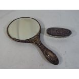 A lot to include Edward VII silver hand mirror,
