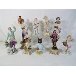 A lot to include a quantity of ceramic figurines, predominantly European, including Capodimonte,