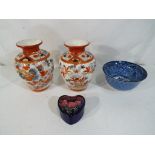 Moorcroft Pottery - a small Moorcroft Pottery hart shaped lidded trinket box,