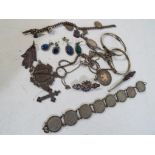 A quantity of silver to include bracelets, charm bracelet, Christening bracelets,