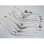 A collection of predominantly good quality evening necklaces, paired earrings,