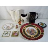 A mixed lot to include a Royal Vienna style charger, Dresden ceramic dish, Wade Zamba pattern vase,