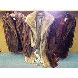 Three lady's fur coats, unmarked for size, the first approximately 88 cm length,