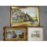 A framed oil on board depicting a rural scene, signed lower left by the artist John Grenfell,