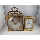 A brass Tempora mantel clock and a Jean Renet mantel clock (2)