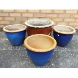 Four large ceramic and glazed garden planters, Est £20 - £30.