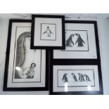 After Gary Hodges - four limited edition prints depicting Jackass Penguins and Emperor Penguins,