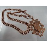 9ct - a 9 carat gold watch chain fob and T-bar all hallmarked and stamped 375,