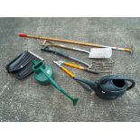 A collection of garden tools.