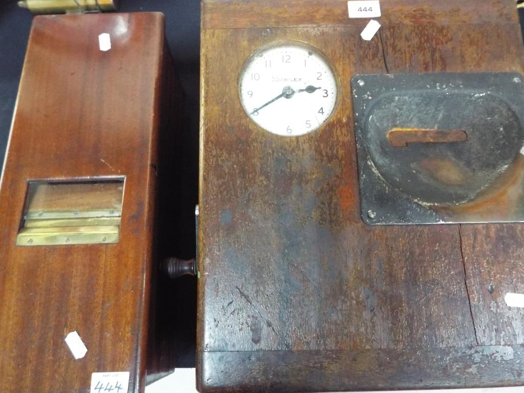 A mahogany cased Time Recorder, the dial marked Simplex,