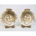 Royal Worcester - A pair of Royal Worcester moon flasks decorated in an oriental style,