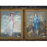 Two framed tapestries the first depicting a young gentleman in period dress the other a young lady