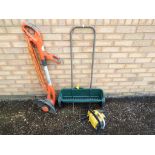 A Flymo contour 600 heavy duty strimmer, a McCullach petrol chainsaw,