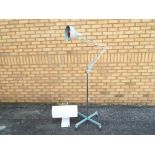 A retro Poise standard lamp, grey and a further metal lamp with spring, hinged lamp,