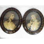 A pair of Christoleums mounted in oval frames,