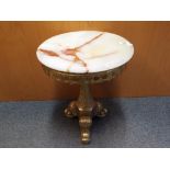 A marble top and gilded side table approximately 42 cm [h] x 35 cm [w], Est £20 - £30.