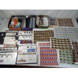 Philately - Great Britain quantity on mint stamps pre-decimal in sheets and decimal in part