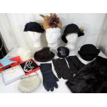 A lot to include a quantity of lady's hats and gloves.