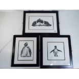 After Gary Hodges - three limited edition prints depicting Jackass Penguins,