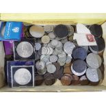 A quantity of coins, predominantly UK pre-decimal including George III Cartwheel pennies,