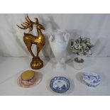 A lot to include mixed ceramics comprising a Kaiser twin handled vase, Coalport lidded trinket box,