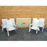 A Gardenkraft Tuscany garden set comprising six chairs with garden table (all in original