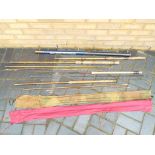 A quantity of fishing equipment to include Shakespeare Pro-Am 1055D-800 tele pole,