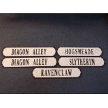 Harry Potter - five signs relating to the Harry Potter books and films Est £50 - £70