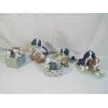 Nao - five ceramic figurines by Nao, depicting puppies and kittens, largest approximately 13.