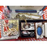 A good mixed lot to include plated spoons, paired cufflinks, pearl necklaces,