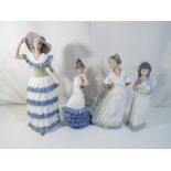 Nao - four Nao figurines to include Flamenco Dancer, Girl Holding Puppy,