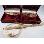 Two Rotary watch boxes containing four lady's wristwatches to include Rotary, Accurist,