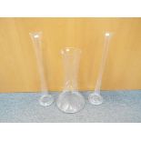 A large pair of slender form elongated vases approximately 61 cm [h],