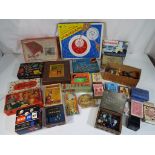 A large quantity of vintage toys and games, including boxed Cunard wooden jigsaw puzzle, marbles,