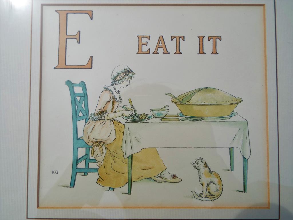 Two Kate Greenaway nursery prints from the book A Apple Pie, mounted and framed under glass, - Image 3 of 5