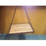 A French wood and metal kitchen hanging rack.