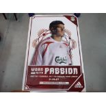 A large advertising poster, depicting Steven Gerrard measures approximately 180 cm x 120 cm.
