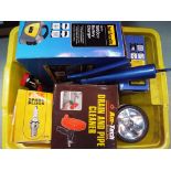 A loot to include a quantity of tools, comprising battery charger, digital tyre inflator,