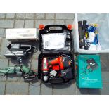 A lot to include a cased Black and Decker power drill,