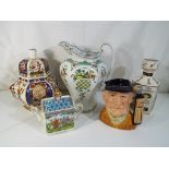 A mixed lot of ceramics to include a large Victorian jug approx 33 cm (h),