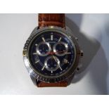 A gentleman's stainless steel Accurist chronograph tachymeter wristwatch, baton hour markers,