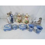 A lot to include Lladro figural group #5555, entitled Let's Make Up,