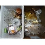 Tow boxes of predominantly glassware, include drinking glasses, vases, bowls,