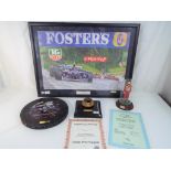 A collection of Formula 1 related items to include a limited edition print by John Saunders