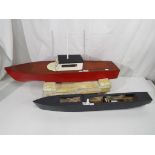 Two scratch built battery operated pond boats, largest approximately 79 cm [L] [2].