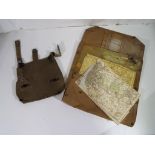 A World War Two (WW2) canvas map case with map,